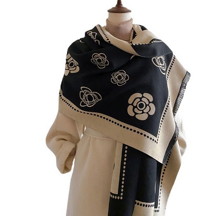 Classic and popular camellia imitation cashmere scarf versatile